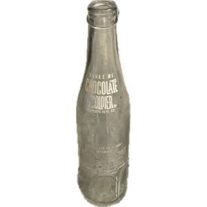 Vintage Chocolate Soldier Monarch Citrus Clear Painted‎ Glass Bottle 10 Ounces